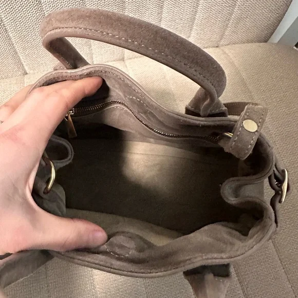 Reformation Partrizia Mini Suede Mushroom color Purse - Picture 7 of 9